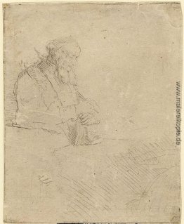 Alter Mann in der Meditation, stützte sich auf ein Buch Alter Mann in der Meditation, stützte sich auf ein Buch