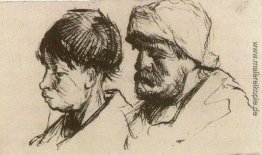 Head of a Girl, barhäuptig und Kopf eines Mannes mit Bart und Mü Head of a Girl, barhäuptig und Kopf eines Mannes mit Bart und Mü