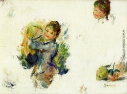 Studie für Mädchen, die mit einem Federball Studie für Mädchen, die mit einem Federball
