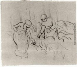 Sketch von Frauen in einem Feld Sketch von Frauen in einem Feld