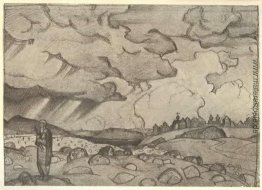 Prokop der Gerechte entfernt eine Wolke aus Stein von der Großen Prokop der Gerechte entfernt eine Wolke aus Stein von der Großen