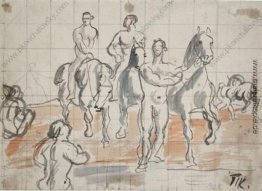 Skizze der Zusammensetzung für die Malerei "Bathing Kavallerie" Skizze der Zusammensetzung für die Malerei "Bathing Kavallerie"