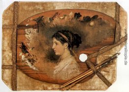 Portrait einer Frau, die auf einer Palette Portrait einer Frau, die auf einer Palette
