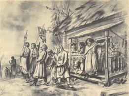 Prozession an Ostern. Skizzieren Sie für das Gemälde Prozession an Ostern. Skizzieren Sie für das Gemälde