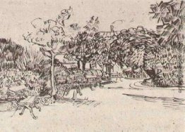 Öffentlicher Garten mit Bänken Öffentlicher Garten mit Bänken