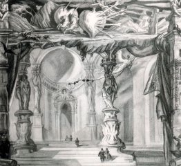 Skizze der Vorhang für die Darstellung von Don Juan Tenorio Trea Skizze der Vorhang für die Darstellung von Don Juan Tenorio Trea