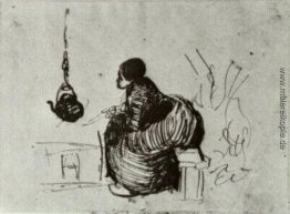Peasant Woman, Sitzend durch das Feuer Peasant Woman, Sitzend durch das Feuer