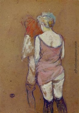 Zwei halbnackten Frauen von hinten in der Rue des Moulins Brothe Zwei halbnackten Frauen von hinten in der Rue des Moulins Brothe