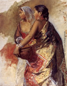 Skizze zwei Mädchen Nautch Skizze zwei Mädchen Nautch