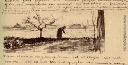 Bücken Frau in der Landschaft Bücken Frau in der Landschaft