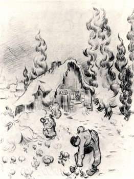 Verschneite Landschaft mit Bücken Frau Verschneite Landschaft mit Bücken Frau