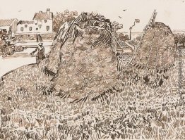 Heuschober in der Nähe einer Farm Heuschober in der Nähe einer Farm
