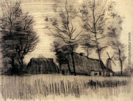 Landschaft mit Hütten und ein Mühle Landschaft mit Hütten und ein Mühle