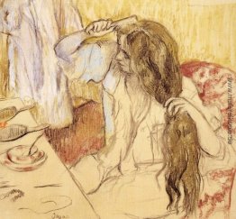 Frau die Haare bürsten Frau die Haare bürsten