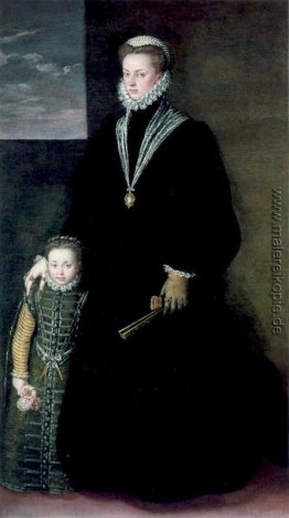 Porträt von Juana von Österreich mit einem jungen Mädchen Porträt von Juana von Österreich mit einem jungen Mädchen