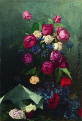 Stilleben mit Rosen und Knapweeds Stilleben mit Rosen und Knapweeds