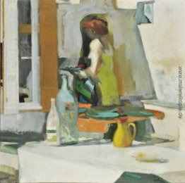 Komposition bei Mädchen und Stillleben Komposition bei Mädchen und Stillleben