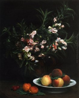 Still Life Impatiens, Pfirsiche und Aprikosen Still Life Impatiens, Pfirsiche und Aprikosen