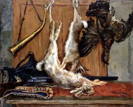 Stillleben. Hasen und Schneehühner. Stillleben. Hasen und Schneehühner.