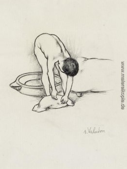 Weiblicher Akt, sich waschen Weiblicher Akt, sich waschen