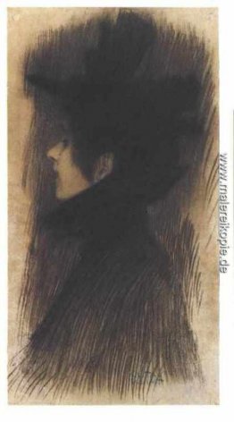 Mädchen mit Hut und Umhang in profil Mädchen mit Hut und Umhang in profil