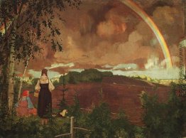 Landschaft mit zwei Bauernmädchen und ein Regenbogen Landschaft mit zwei Bauernmädchen und ein Regenbogen