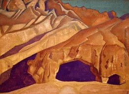 Felsen mit buddhistischen Höhlen Felsen mit buddhistischen Höhlen