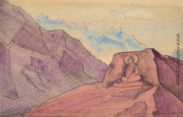 Skizzieren Sie mit dem Bild von Maitreya, auf einem Felsen gesch Skizzieren Sie mit dem Bild von Maitreya, auf einem Felsen gesch