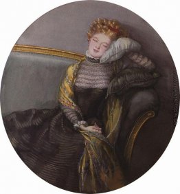Schlummernden Dame im schwarzen Kleid Schlummernden Dame im schwarzen Kleid