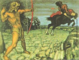 Herakles tötet die Zentaur Nessus, um Deianira sparen Herakles tötet die Zentaur Nessus, um Deianira sparen
