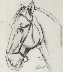Sketch für das Gemälde Das rote Pferd badend Sketch für das Gemälde Das rote Pferd badend