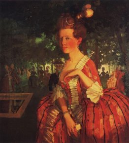 Ein junges Mädchen in einem roten Kleid (Mädchen mit einem Buchs Ein junges Mädchen in einem roten Kleid (Mädchen mit einem Buchs