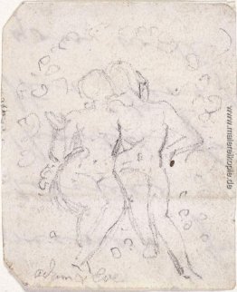 Sketch für Satan Betrachtet man die Zärtlichkeiten von Adam und Sketch für Satan Betrachtet man die Zärtlichkeiten von Adam und