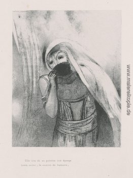 Sie zieht aus dem Busen einen Schwamm, vollkommen schwarz, und d Sie zieht aus dem Busen einen Schwamm, vollkommen schwarz, und d