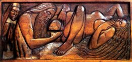 Geburt, Holzbett Tafel Geburt, Holzbett Tafel