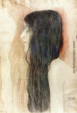 Mädchen mit langen Haaren, mit einer Skizze für 'Nude Veritas' Mädchen mit langen Haaren, mit einer Skizze für 'Nude Veritas'