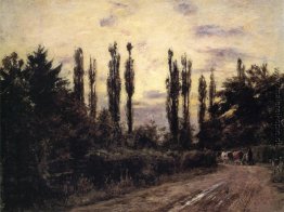 Evening Poplars und Fahrbahn in der Nähe von Schleißheim Evening Poplars und Fahrbahn in der Nähe von Schleißheim