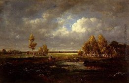 Der Teich in der Nähe der Straße Der Teich in der Nähe der Straße