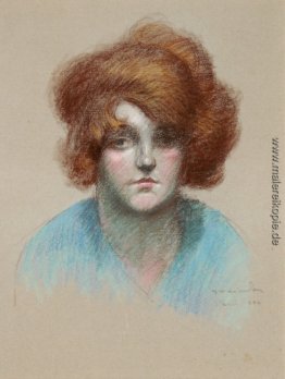 Portrait der Frau in der blauen Bluse Portrait der Frau in der blauen Bluse