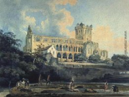 Jedburgh Abbey aus dem Fluss Jedburgh Abbey aus dem Fluss