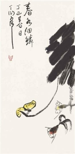 Goldfish und Blumen im Frühjahr Goldfish und Blumen im Frühjahr