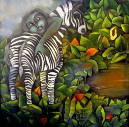 Zebra und ein Junge Zebra und ein Junge