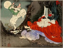 Sojobo beauftragt Yoshitsune in der Klinge Sojobo beauftragt Yoshitsune in der Klinge