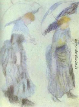 Zwei Frauen mit Regenschirmen Zwei Frauen mit Regenschirmen