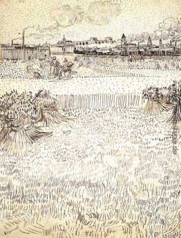 Weizen-Feld mit Garben und Arles im Hintergrund Weizen-Feld mit Garben und Arles im Hintergrund