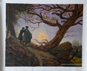 Zwei Männer in Betrachtung des Mondes