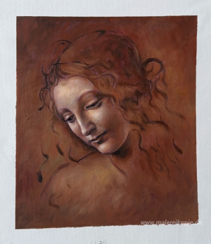 Kopf einer jungen Frau mit zerzausten Haar (Leda)