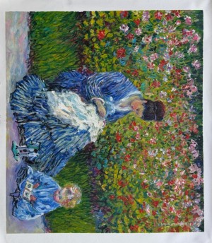 Camille Monet und Kind im Garten des Künstlers in Argenteuil