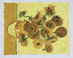 Stillleben - Vase mit fünfzehn Sonnenblumen