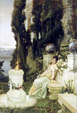 Eine Dame auf einer Marmorbank im alten Rom Eine Dame auf einer Marmorbank im alten Rom
